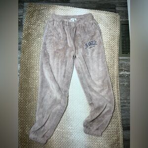 Faded Rose Beige Faux Fur Teddy Sweats